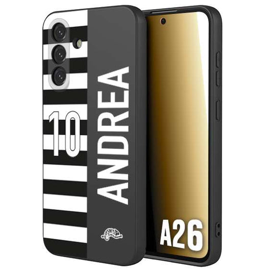 CUSTOMIZZA - Custodia cover nera morbida in tpu compatibile per Samsung A26 personalizzata calcio football nome e numero calciatori bianconera
