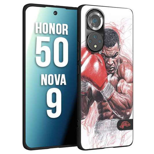 CUSTOMIZZA - Custodia cover nera morbida in tpu compatibile per Huawei Nova 9 - Honor 50 pugilato pugili disegno tattoo guantoni boxer pesi massimi iron mike