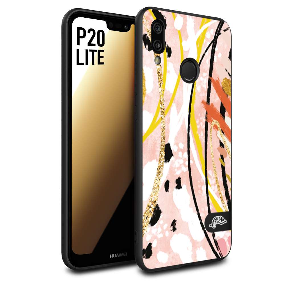 CUSTOMIZZA - Custodia cover nera morbida in tpu compatibile per Huawei P20 LITE fiori astratti donna zebrato leopardato fantasia dorata gialla rosa colorata