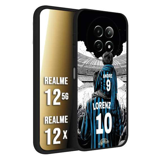 CUSTOMIZZA - Custodia cover nera morbida in tpu compatibile per Realme 12 5G - 12X personalizzata calcio football padre e figlio calciatori nerazzurra
