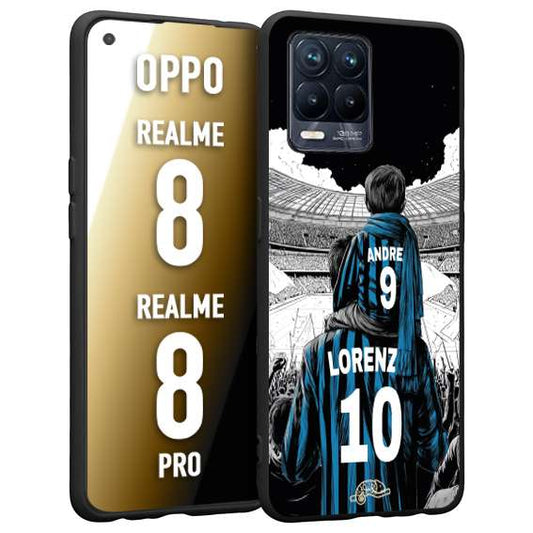 CUSTOMIZZA - Custodia cover nera morbida in tpu compatibile per Realme 8 - 8 PRO personalizzata calcio football padre e figlio calciatori nerazzurra