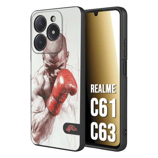 CUSTOMIZZA - Custodia cover nera morbida in tpu compatibile per Oppo C61 - C63 pugilato pugili disegno tattoo guantoni box sport primo piano