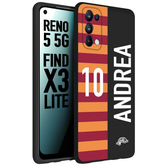 CUSTOMIZZA - Custodia cover nera morbida in tpu compatibile per Oppo Reno 5 5G personalizzata calcio football nome e numero calciatori giallo rossi