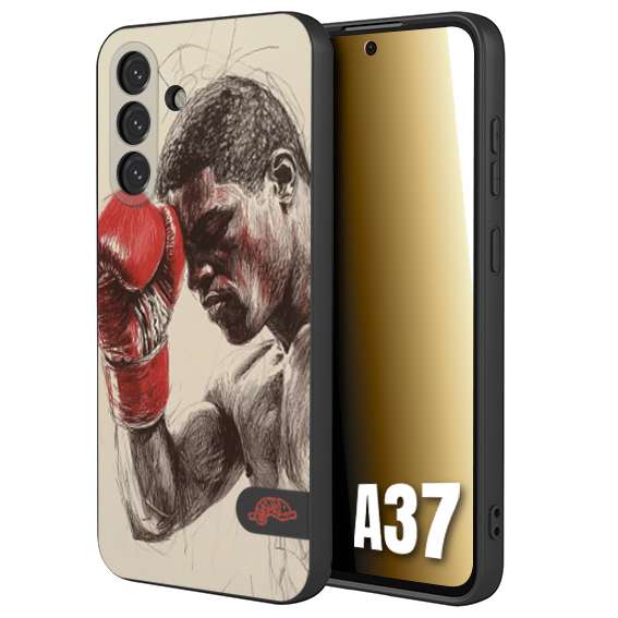 CUSTOMIZZA - Custodia cover nera morbida in tpu compatibile per Samsung A37 pugilato pugili disegno tattoo guantoni boxer pesi massimi