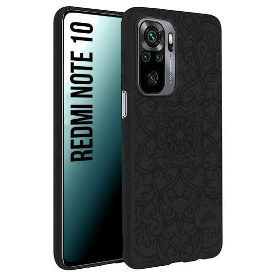 CUSTOMIZZA - Custodia cover nera morbida in tpu compatibile per Xiaomi Redmi Note 10 mandala nero fiore vedo non vedo donna