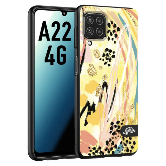 CUSTOMIZZA - Custodia cover nera morbida in tpu compatibile per Samsung A22 4G astratti donna flower fantasia estate gialla rosa leopardata