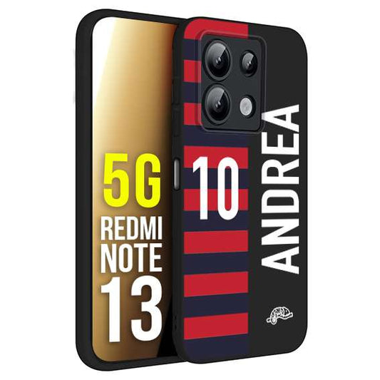 CUSTOMIZZA - Custodia cover nera morbida in tpu compatibile per Xiaomi Redmi Note 13 5G personalizzata calcio football nome e numero calciatori rossoblu