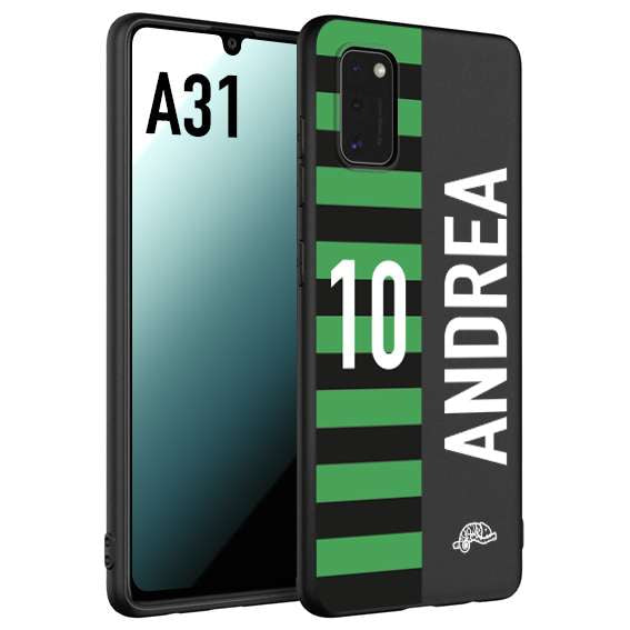 CUSTOMIZZA - Custodia cover nera morbida in tpu compatibile per Samsung A31 personalizzata calcio football nome e numero calciatori neroverde