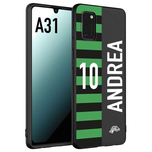 CUSTOMIZZA - Custodia cover nera morbida in tpu compatibile per Samsung A31 personalizzata calcio football nome e numero calciatori neroverde