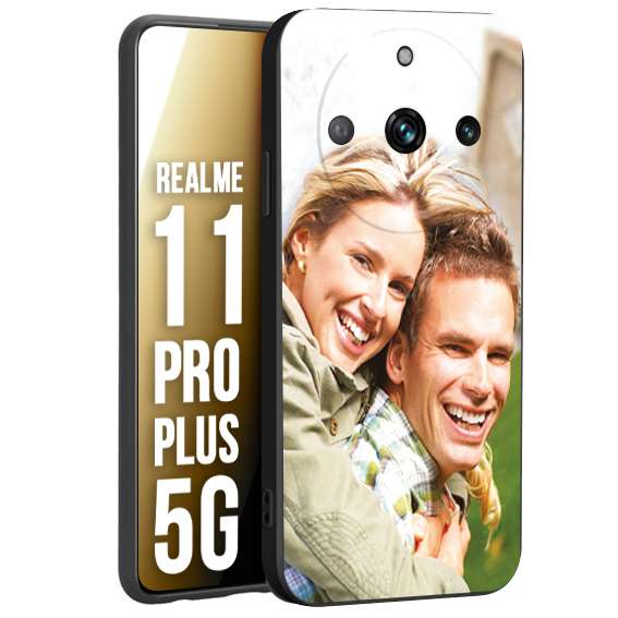 CUSTOMIZZA - Custodia cover nera morbida in tpu compatibile per Oppo Realme 11 PRO PLUS 5G personalizzata con foto immagine scritta a piacere