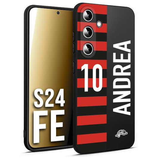 CUSTOMIZZA - Custodia cover nera morbida in tpu compatibile per Samsung S24 FE personalizzata calcio football nome e numero calciatori rossonera