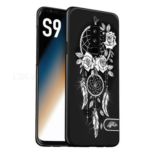 CUSTOMIZZA - Custodia cover nera morbida in tpu compatibile per Samsung S9 acchiappasogni dreamcatcher black and white bianco a rilievo disegnato tattoo tatuaggio