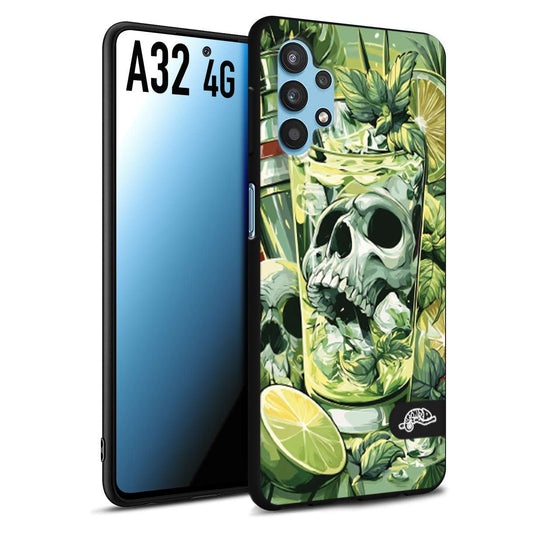 CUSTOMIZZA - Custodia cover nera morbida in tpu compatibile per Samsung A32 4G Mojito cocktail teschio illustrazione drink lime menta ghiacci tropicale street art
