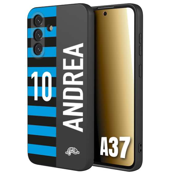 CUSTOMIZZA - Custodia cover nera morbida in tpu compatibile per Samsung A37 personalizzata calcio football nome e numero calciatori nerazzurra