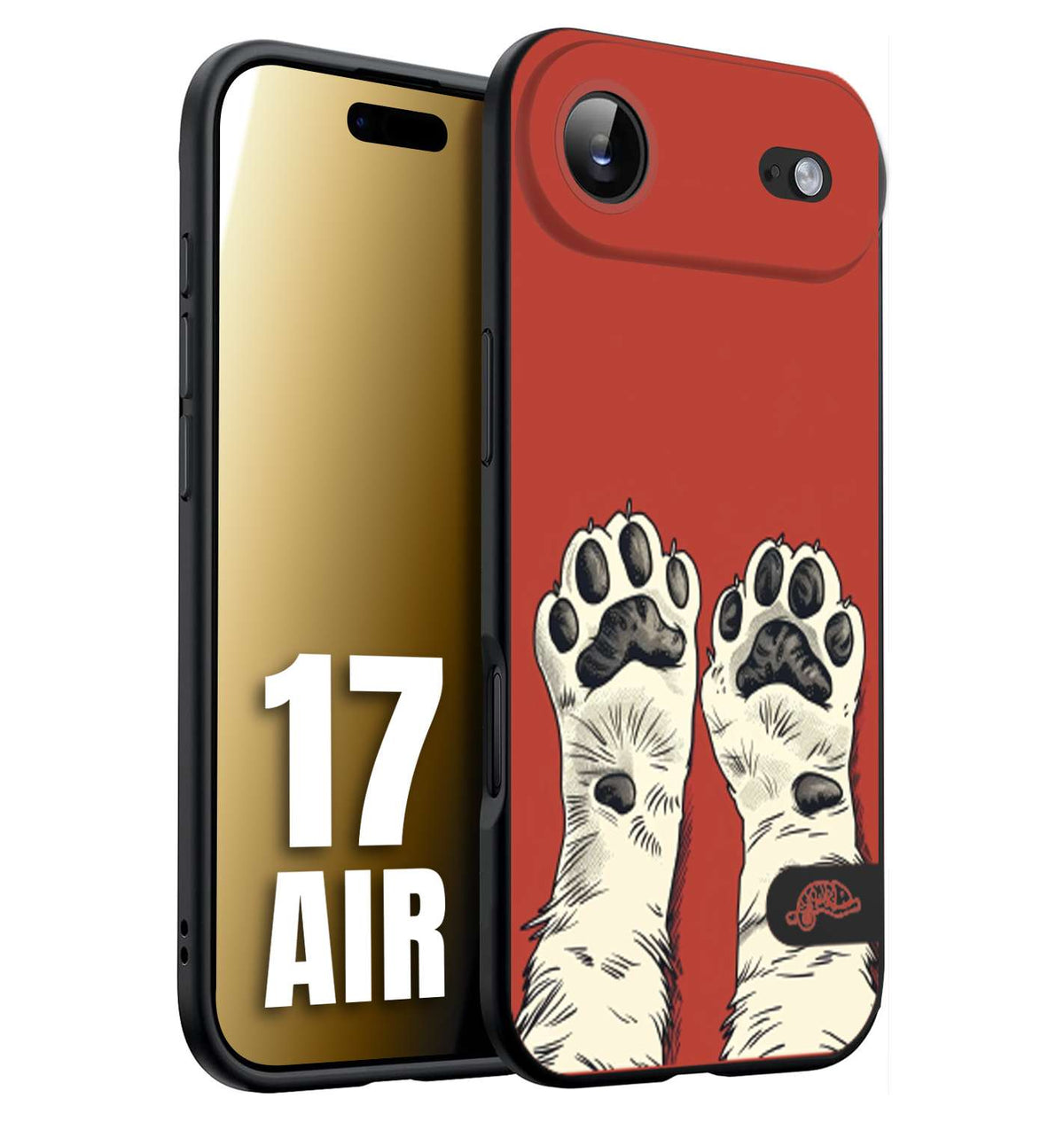 CUSTOMIZZA - Custodia cover nera morbida in tpu compatibile per iPhone 17 AIR zampe di gatto cat paws rossa red disegnata fumetto cartoon