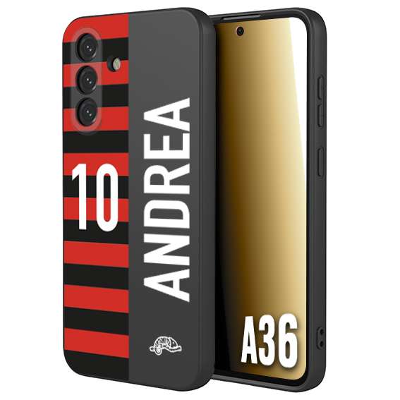 CUSTOMIZZA - Custodia cover nera morbida in tpu compatibile per Samsung A36 personalizzata calcio football nome e numero calciatori rossonera