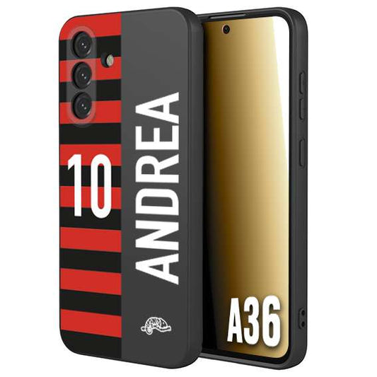 CUSTOMIZZA - Custodia cover nera morbida in tpu compatibile per Samsung A36 personalizzata calcio football nome e numero calciatori rossonera