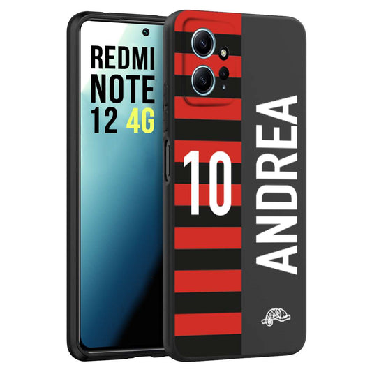 CUSTOMIZZA - Custodia cover nera morbida in tpu compatibile per Xiaomi Redmi Note 12 4G personalizzata calcio football nome e numero calciatori rossonera