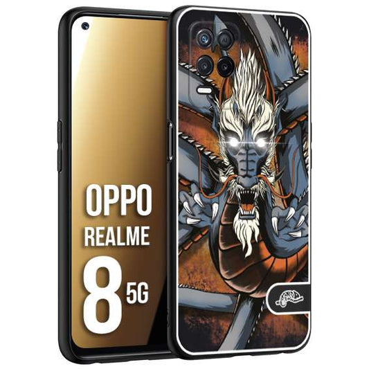 CUSTOMIZZA - Custodia cover nera morbida in tpu compatibile per Realme 8 5G drago giapponese tattoo japan dragon