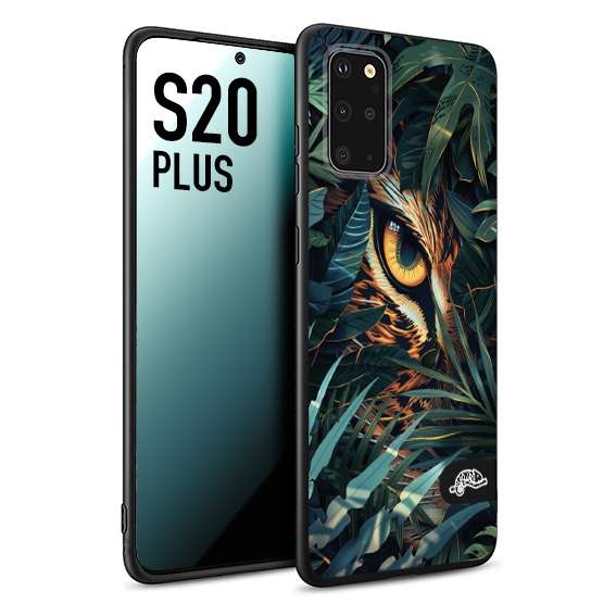 CUSTOMIZZA - Custodia cover nera morbida in tpu compatibile per Samsung S20 PLUS animali color giungla tropicale occhio di giaguaro felino disegnato