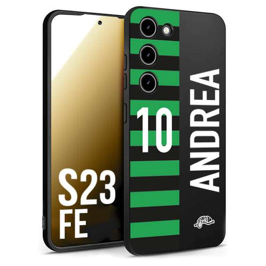 CUSTOMIZZA - Custodia cover nera morbida in tpu compatibile per Samsung S23 FE personalizzata calcio football nome e numero calciatori neroverde