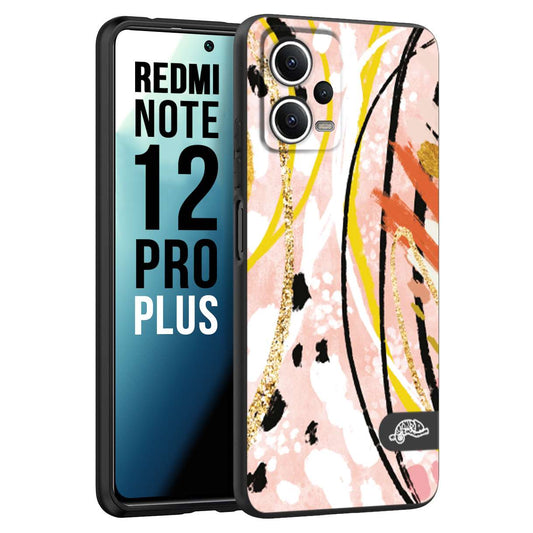 CUSTOMIZZA - Custodia cover nera morbida in tpu compatibile per Xiaomi Redmi Note 12 PRO PLUS fiori astratti donna zebrato leopardato fantasia dorata gialla rosa colorata