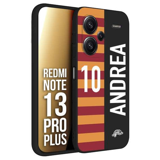 CUSTOMIZZA - Custodia cover nera morbida in tpu compatibile per Xiaomi Redmi Note 13 PRO PLUS personalizzata calcio football nome e numero calciatori giallo rossi