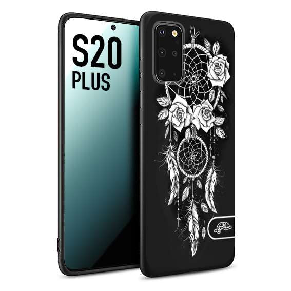 CUSTOMIZZA - Custodia cover nera morbida in tpu compatibile per Samsung S20 PLUS acchiappasogni dreamcatcher black and white bianco a rilievo disegnato tattoo tatuaggio