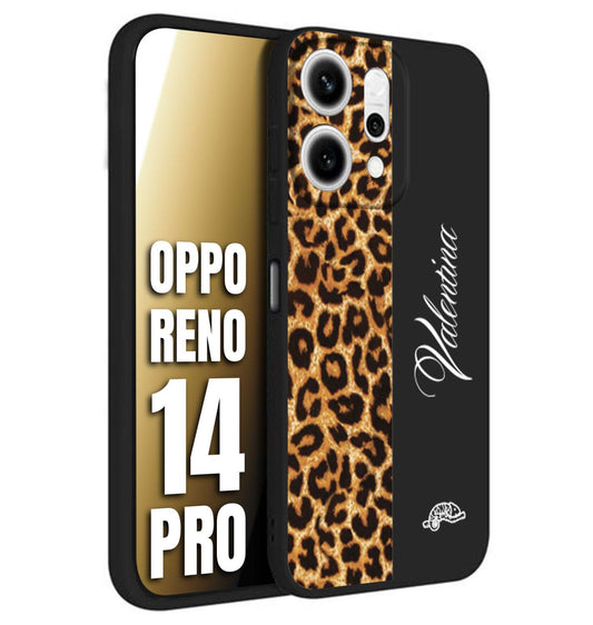 CUSTOMIZZA - Custodia cover nera morbida in tpu compatibile per Oppo Reno 14 PRO custom nome scritta leopardato maculato donna marrone leopard