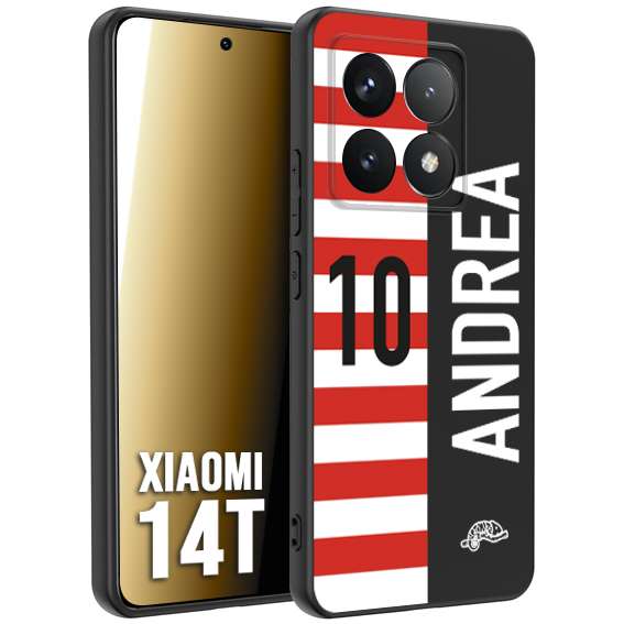 CUSTOMIZZA - Custodia cover nera morbida in tpu compatibile per Xiaomi 14T personalizzata calcio football nome e numero calciatori bianco rossa
