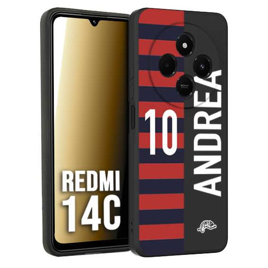 CUSTOMIZZA - Custodia cover nera morbida in tpu compatibile per Xiaomi Redmi 14C personalizzata calcio football nome e numero calciatori rossoblu
