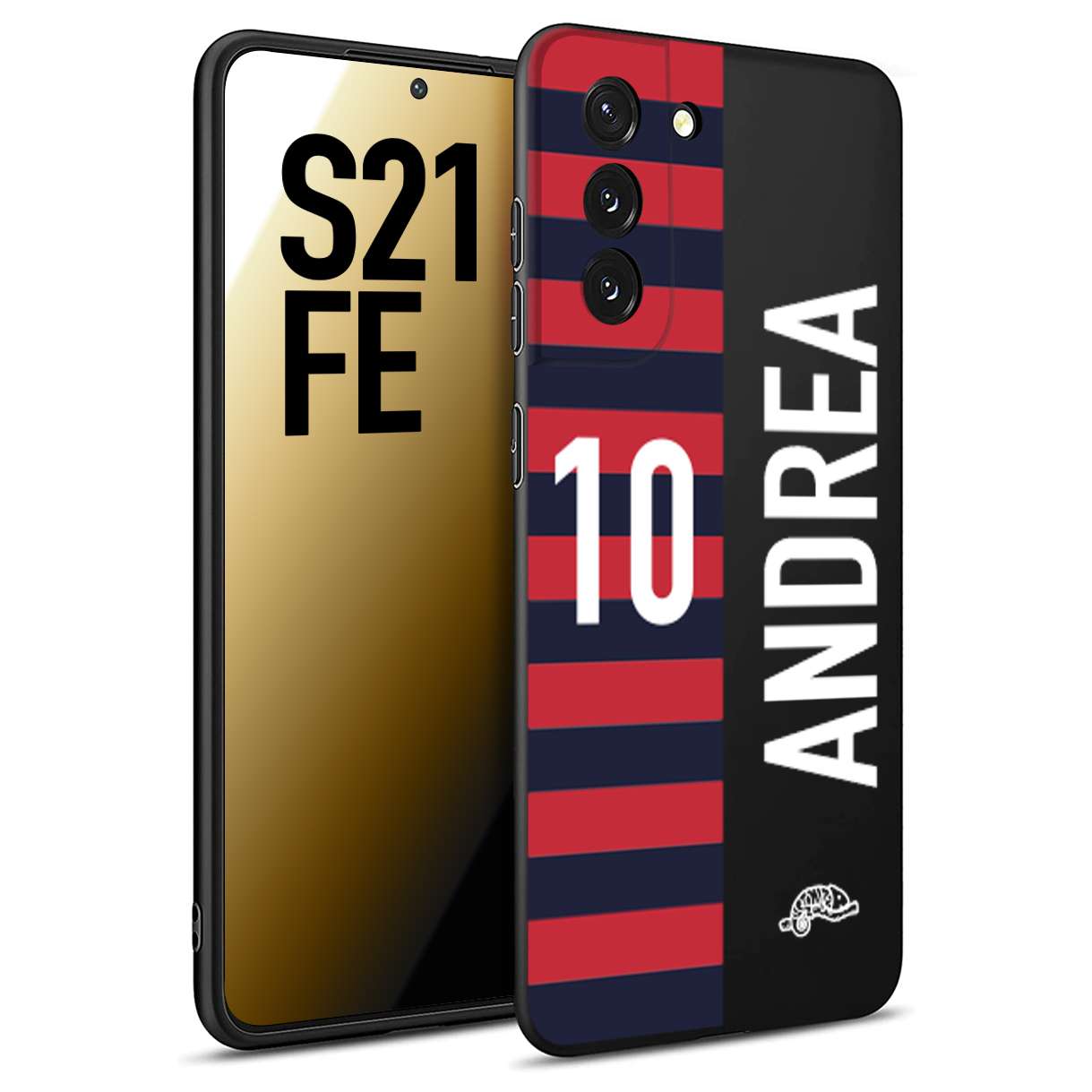 CUSTOMIZZA - Custodia cover nera morbida in tpu compatibile per Samsung S21 FE personalizzata calcio football nome e numero calciatori rossoblu