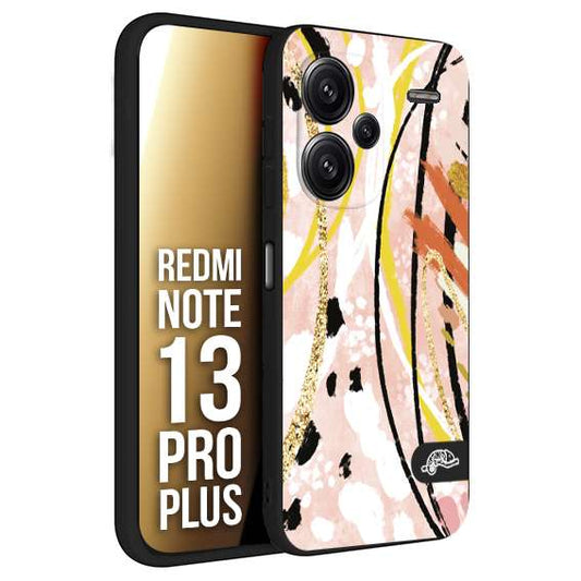 CUSTOMIZZA - Custodia cover nera morbida in tpu compatibile per Xiaomi Redmi Note 13 PRO PLUS fiori astratti donna zebrato leopardato fantasia dorata gialla rosa colorata