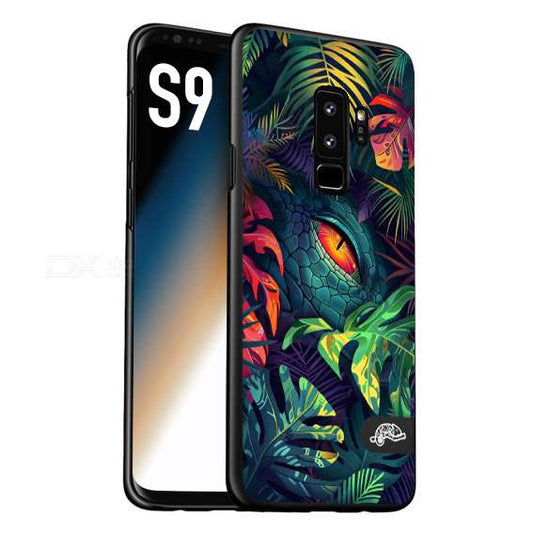 CUSTOMIZZA - Custodia cover nera morbida in tpu compatibile per Samsung S9 animali color giungla tropicale occhio di coccodrillo alligatore disegnato