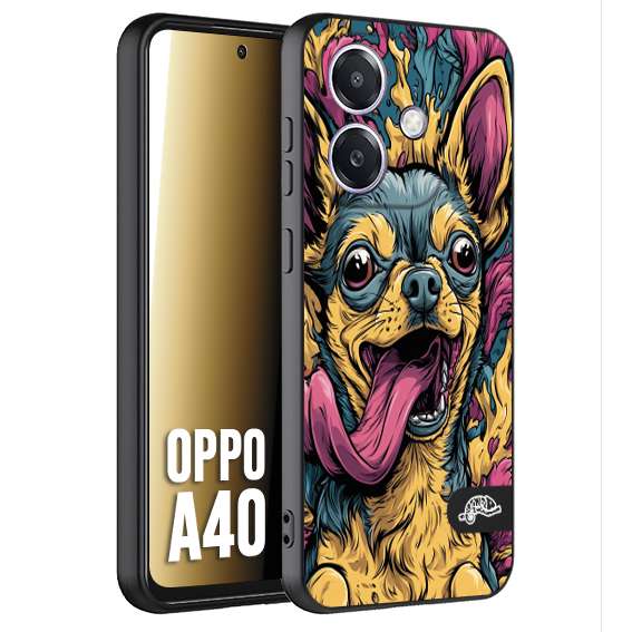 CUSTOMIZZA - Custodia cover nera morbida in tpu compatibile per Oppo A40 Chihuahua illustrazione cane pop art cane street art cartone animato