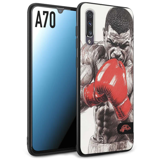 CUSTOMIZZA - Custodia cover nera morbida in tpu compatibile per Samsung A70 pugilato pugili disegno tattoo guantoni box pesi massimi gancio