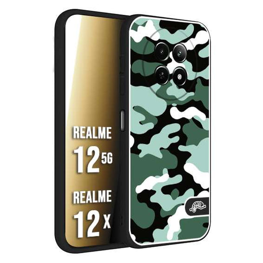 CUSTOMIZZA - Custodia cover nera morbida in tpu compatibile per Realme 12 5G - 12X camouflage mimetico militare verde green