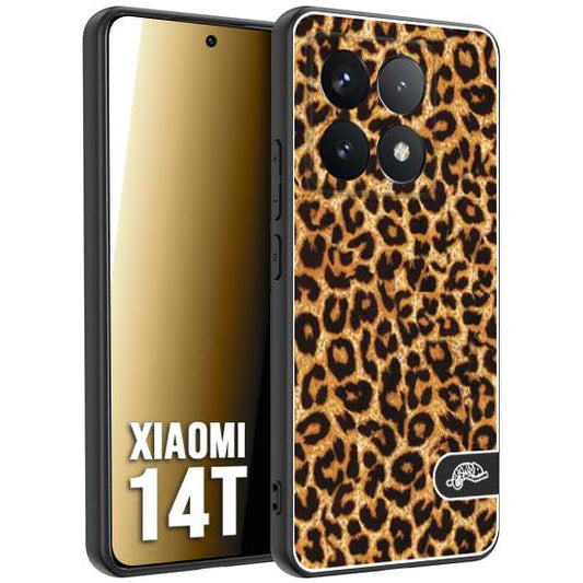 CUSTOMIZZA - Custodia cover nera morbida in tpu compatibile per Xiaomi 14T leopardato maculato donna marrone leopard brown