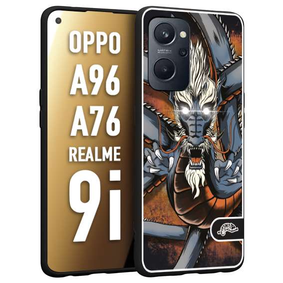 CUSTOMIZZA - Custodia cover nera morbida in tpu compatibile per Realme 9i - A96 - A76 drago giapponese tattoo japan dragon