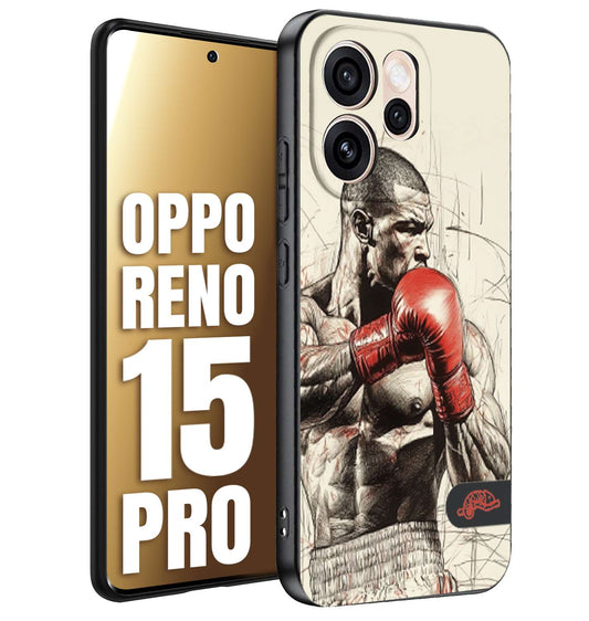CUSTOMIZZA - Custodia cover nera morbida in tpu compatibile per Oppo Reno 15 PRO pugilato pugili disegno tattoo guantoni box sport ring