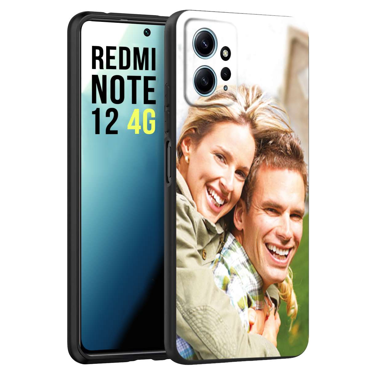 CUSTOMIZZA - Custodia cover nera morbida in tpu compatibile per Xiaomi Redmi Note 12 4G personalizzata con foto immagine scritta a piacere