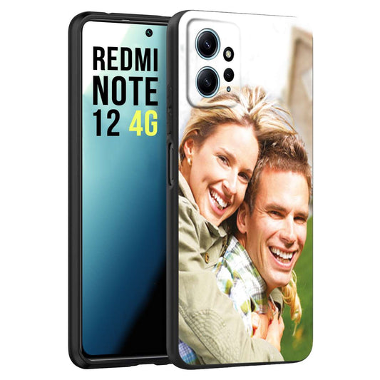 CUSTOMIZZA - Custodia cover nera morbida in tpu compatibile per Xiaomi Redmi Note 12 4G personalizzata con foto immagine scritta a piacere