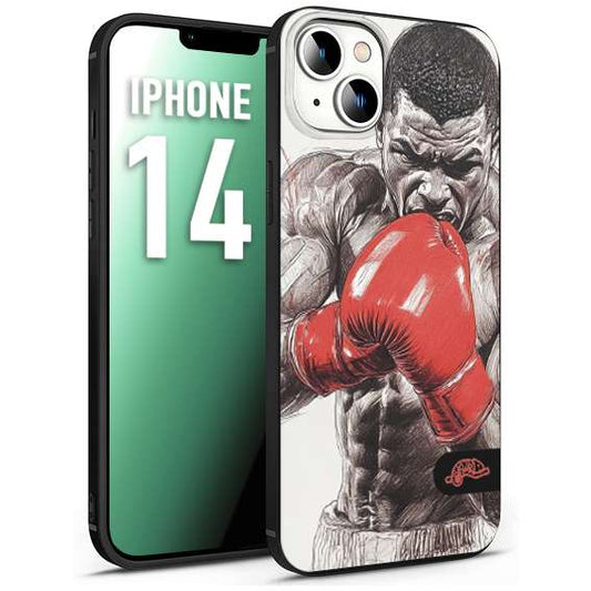 CUSTOMIZZA - Custodia cover nera morbida in tpu compatibile per iPhone 14 pugilato pugili disegno tattoo guantoni box pesi massimi gancio