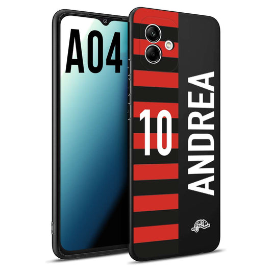 CUSTOMIZZA - Custodia cover nera morbida in tpu compatibile per Samsung A04 personalizzata calcio football nome e numero calciatori rossonera