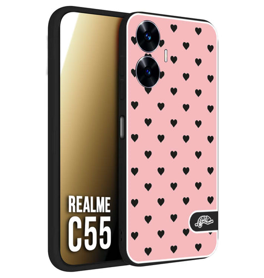 CUSTOMIZZA - Custodia cover nera morbida in tpu compatibile per Oppo C55 cuori pois rosa donna pin up vintage