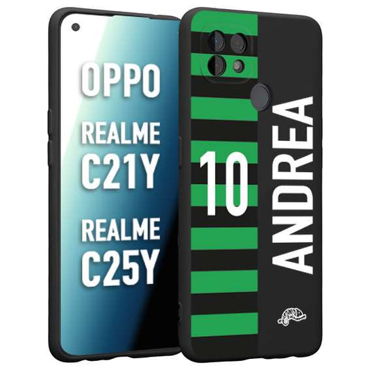 CUSTOMIZZA - Custodia cover nera morbida in tpu compatibile per Oppo Realme C21Y - C25Y personalizzata calcio football nome e numero calciatori neroverde