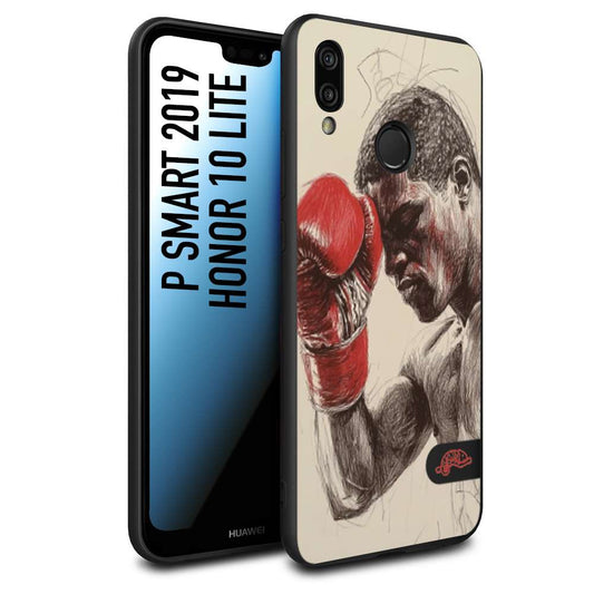 CUSTOMIZZA - Custodia cover nera morbida in tpu compatibile per Huawei P Smart 2019 pugilato pugili disegno tattoo guantoni boxer pesi massimi