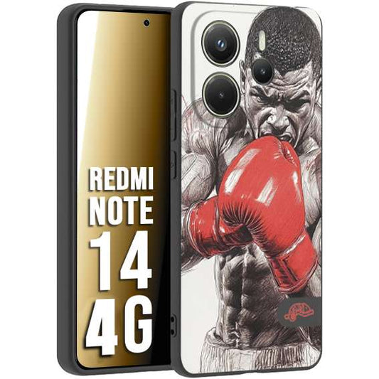 CUSTOMIZZA - Custodia cover nera morbida in tpu compatibile per Xiaomi Redmi Note 14 4G pugilato pugili disegno tattoo guantoni box pesi massimi gancio