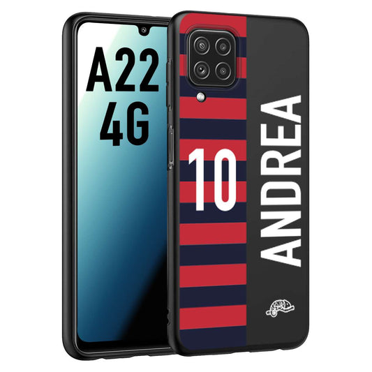 CUSTOMIZZA - Custodia cover nera morbida in tpu compatibile per Samsung A22 4G personalizzata calcio football nome e numero calciatori rossoblu