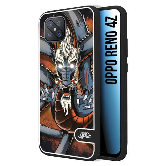 CUSTOMIZZA - Custodia cover nera morbida in tpu compatibile per Oppo Reno 4Z drago giapponese tattoo japan dragon